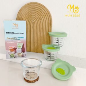 Hũ thủy tinh chia vạch Mumbebe màu xanh