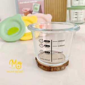 Hũ thủy tinh chịu nhiệt, không ám mùi, có các vạch chia dung tích cụ thể