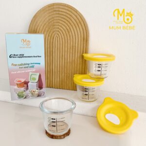 Hũ thủy tinh chia vạch Mumbebe màu vàng