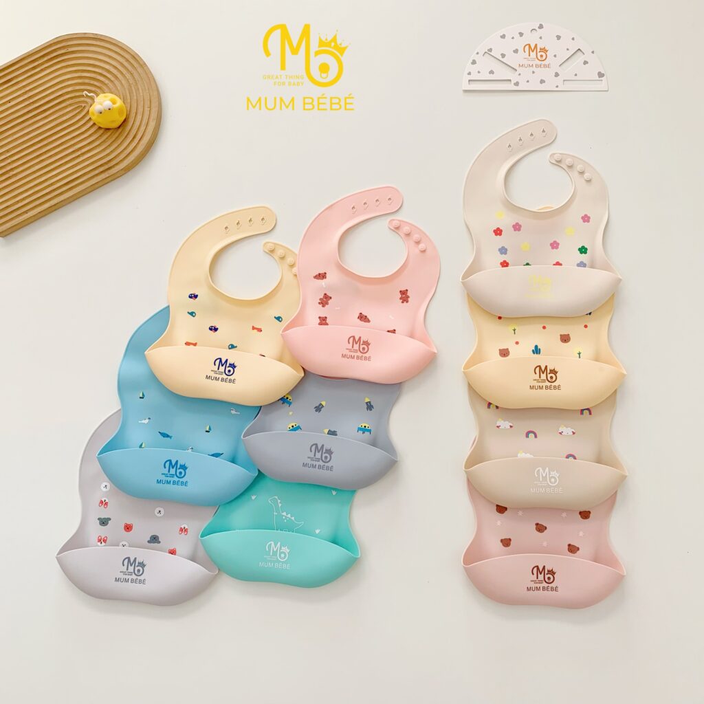Yếm ăn dặm silicon có máng Mumbebe YM01