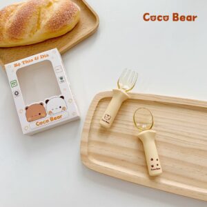 Sét thìa dĩa ăn dặm cho bé Coco Bear màu be