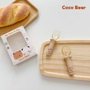 Sét thìa dĩa ăn dặm cho bé Coco Bear màu nâu
